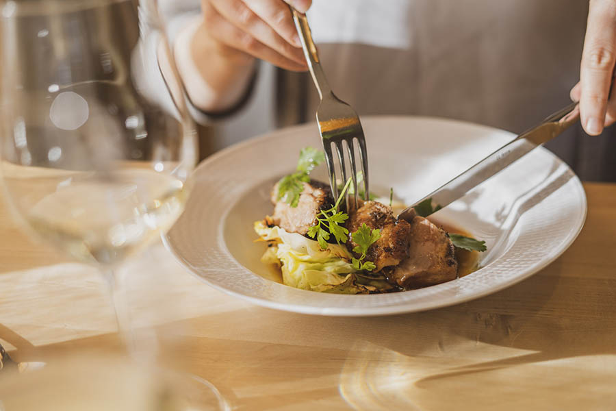 A good-looking dish with meat and seasonal vegetables.